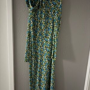 Zara Green and Blue Floral Maxi Dress